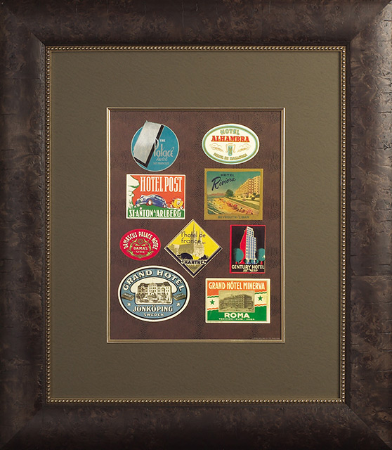 framed travel stickers